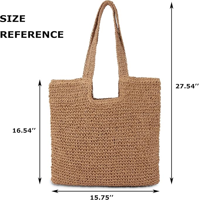 Straw Beach Tote Bag: Large Summer Boho Woven Bags - Image 2