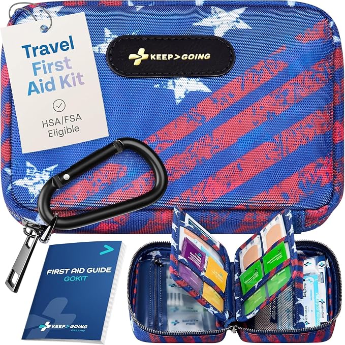 KeepGoing Travel First Aid Kit for Car, Camping and Outdoor Emergencies by KEEP%3EGOING
