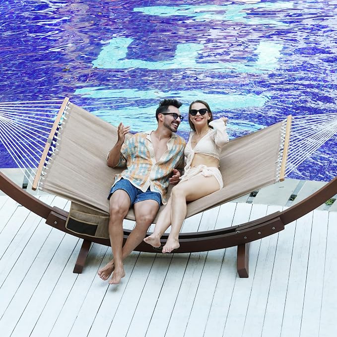 Lazy Daze Hammocks 11 FT Double Outside Hammock Quick Dry Olefin Fabric Hammock - Image 2
