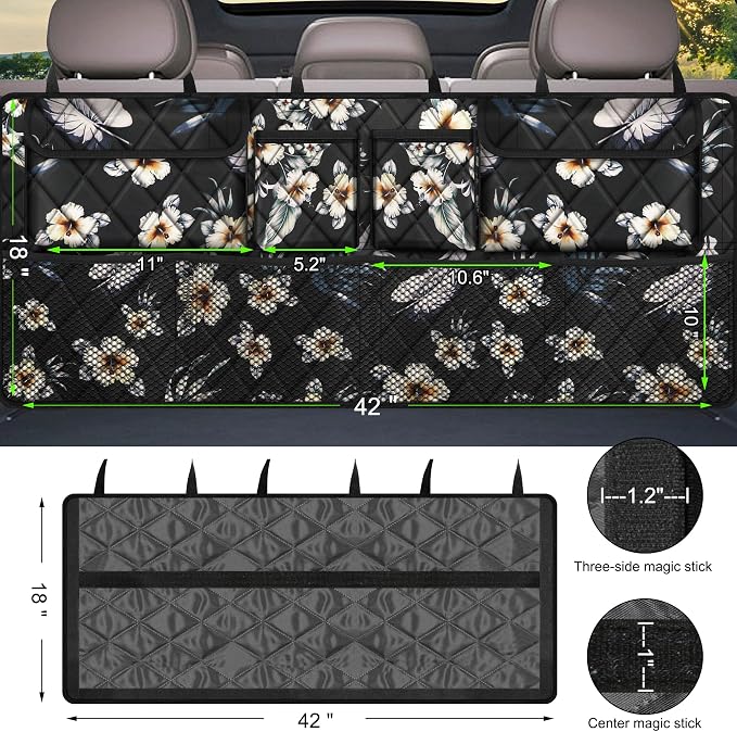 Femuar Car Trunk Organizer, Large Capacity Backseat Trunk Organizer, - Image 3