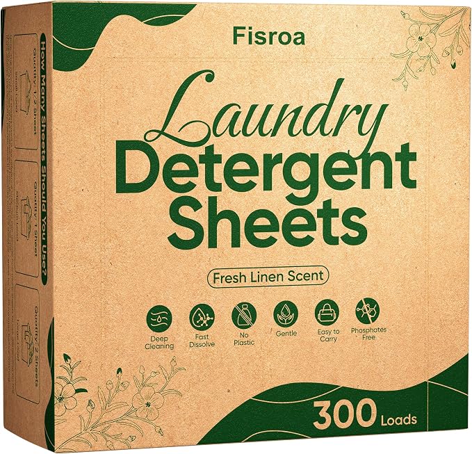 Travel Laundry Detergent Sheets Fisroa 300 Loads Eco-friendly Washing Detergent by Fisroa