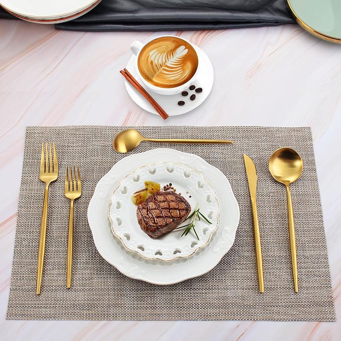 Matte Gold Silverware Set, IBIILII JEFF 40 Pieces Stainless Steel Flatware - Image 6
