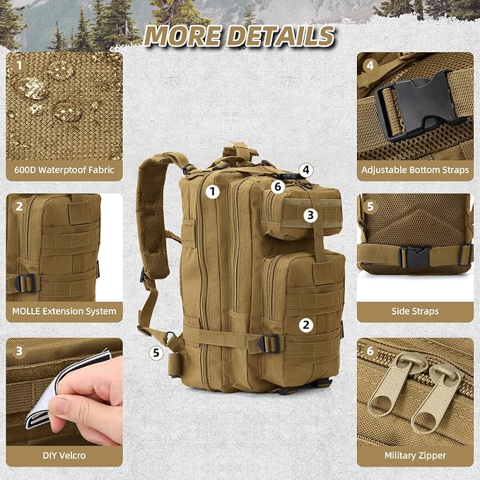 Small Military Tactical Backpack, 30L Tactical Assault Bag - Image 7