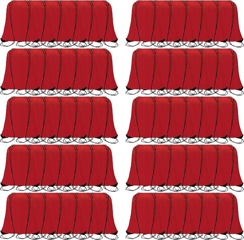 60 Pieces Red Drawstring Backpack Bags Sports Sackpack Bulk Cinch Gym Bag by Topspeeder