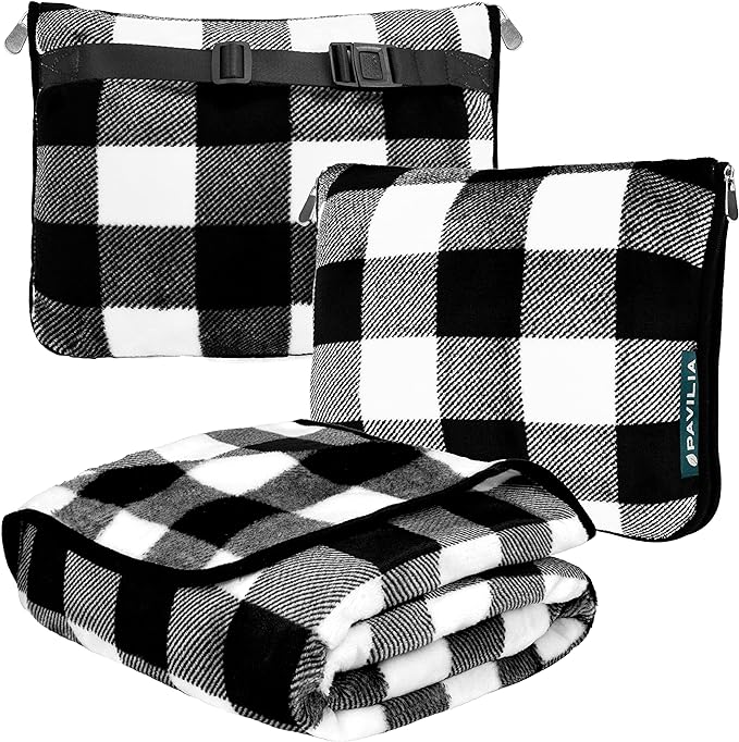 PAVILIA Travel Blanket Pillow, Soft Airplane Blanket 2-in-1 Combo Set, Plane by PAVILIA