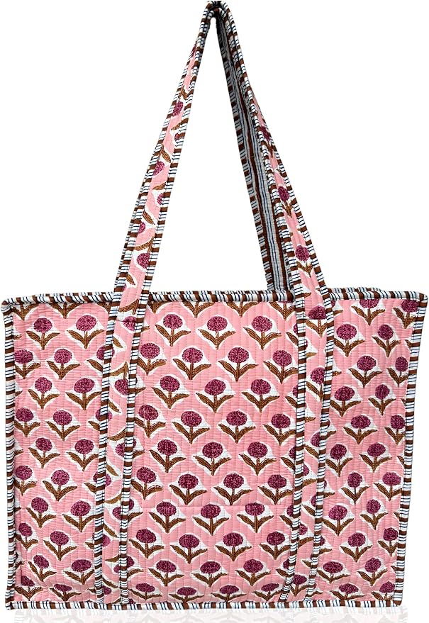 Cotton Quilted Tote Bag for Women – Large Beach & Travel Tote by ThirdEyeExport