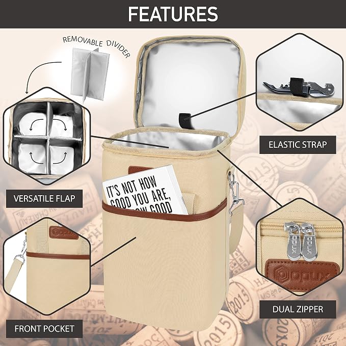 Opux 4 Bottle Insulated Wine Cooler Bag - Image 4