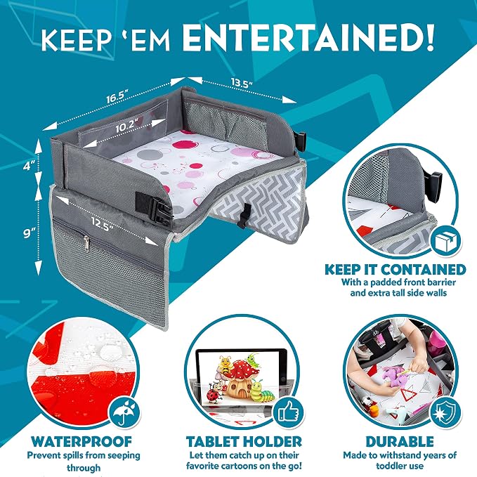 Kenley Kids Travel Tray, Toddler Car Seat Lap Tray, Road Trip Essentials - Image 4