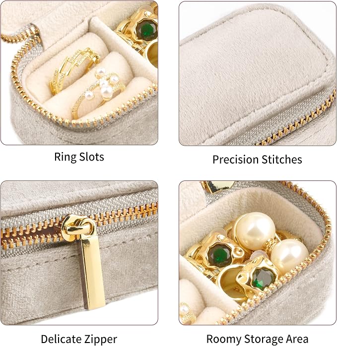 TAIMY Mini Jewelry Travel Case, Velvet Small Travel Jewelry Box, Portable - Image 3