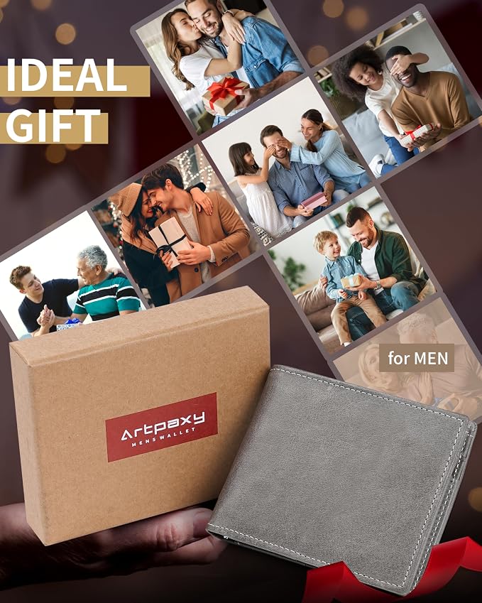Mens Wallet Bifold Genuine Leather RFID Blocking Wallet - Image 6
