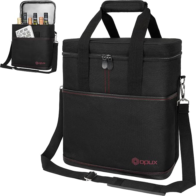 opux 6 Bottle Carrier Tote | Insulated Padded Wine Cooler Bag by OPUX