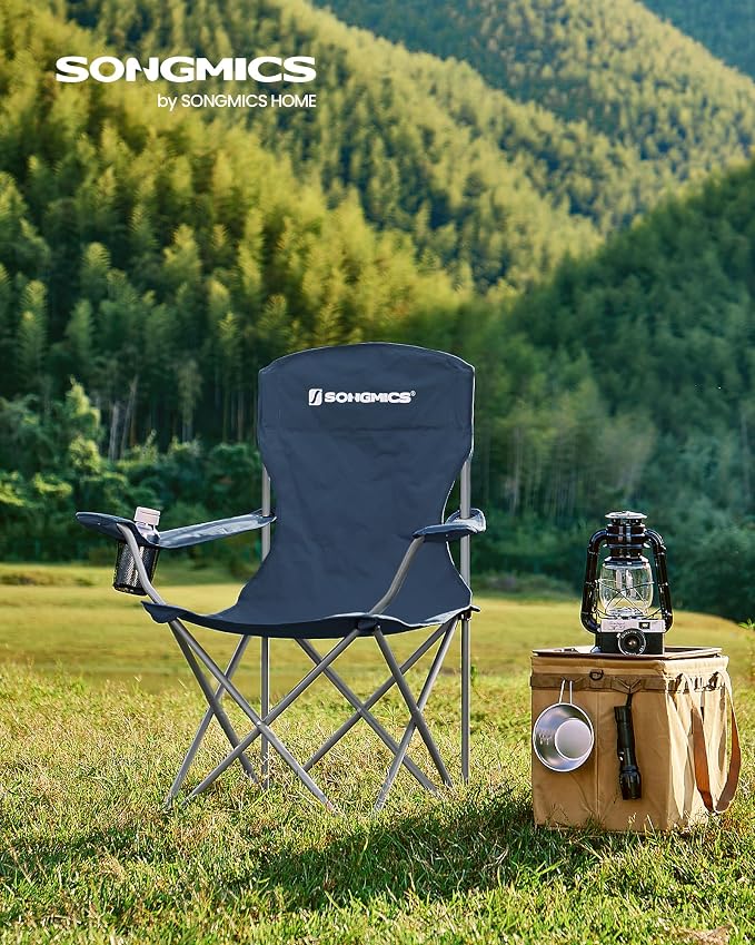 SONGMICS 2 Pack Folding Camping Chairs, Load 330 lb, Cup Holder and High - Image 2