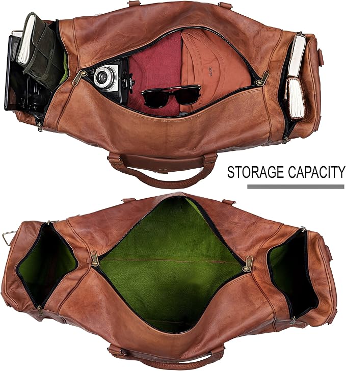 KK's Vintage Leather Duffel Bag, Handcrafted, Stylish & Durable, Genuine - Image 8
