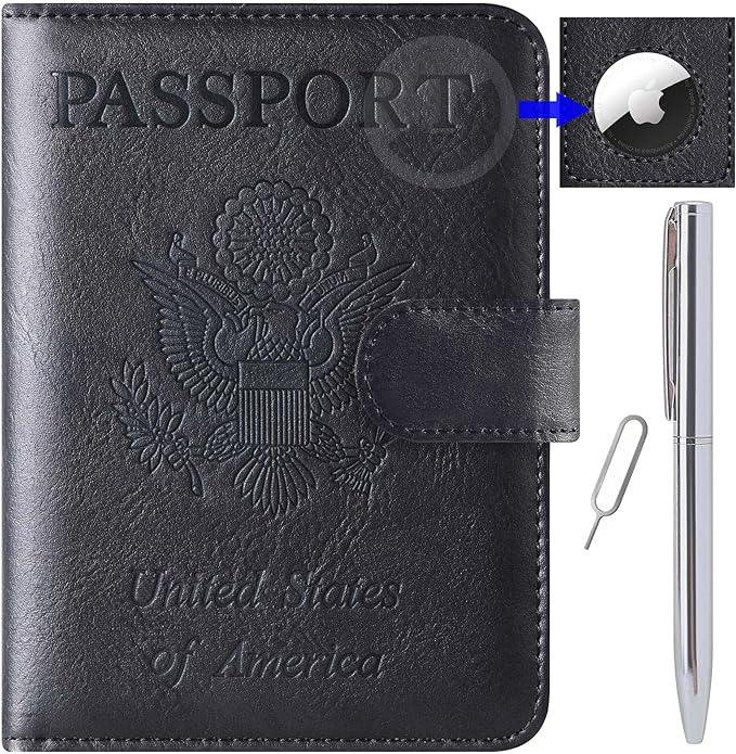 Airtag Passport Holder Cover Wallet Travel Essentials Leather RFID Blocking by LOHASLIFE