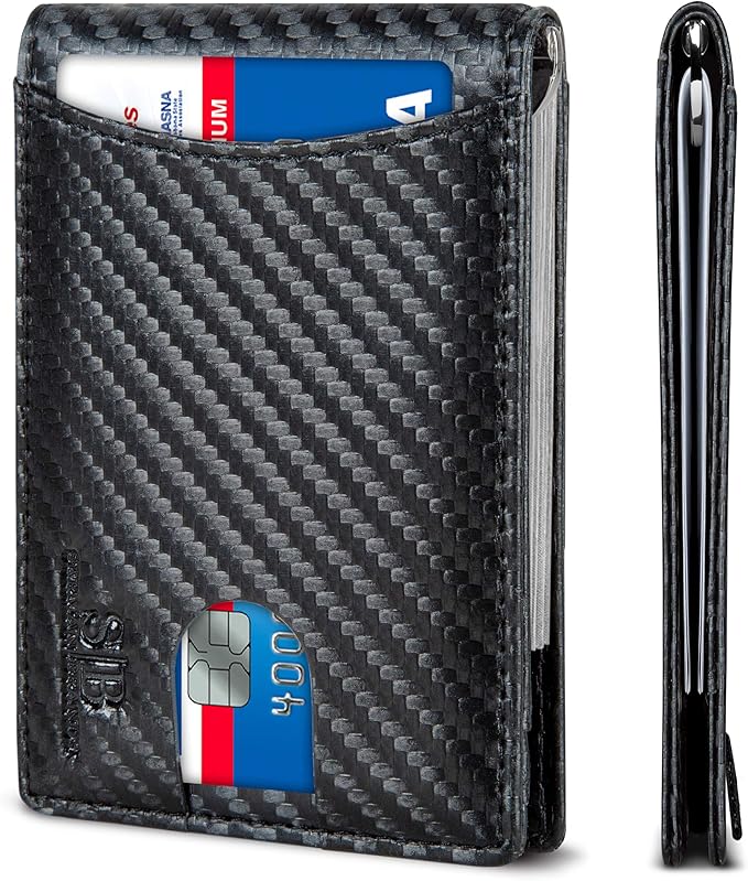 SERMAN BRANDS RFID Blocking Slim Bifold Genuine Leather Minimalist Front Pocket by SERMANBRANDS