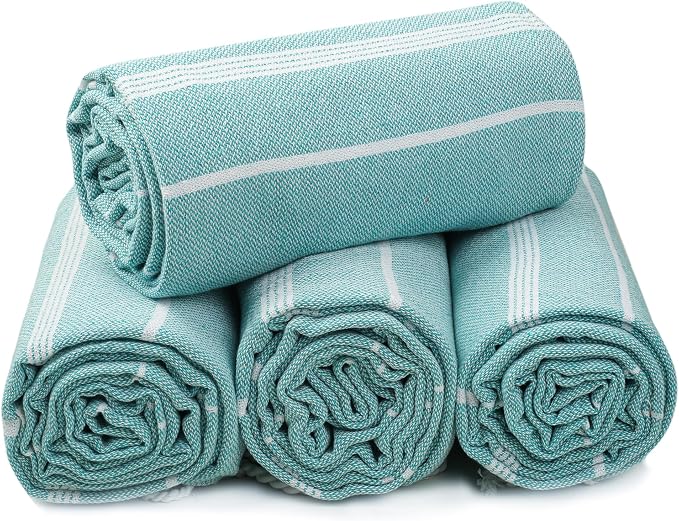 HILLFAIR Cotton Turkish Beach Towels, Quick Dry Lightweight Sand Free Peshtemal - Image 7