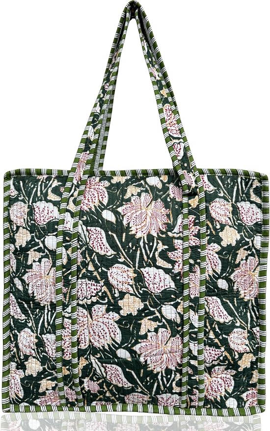 Cotton Quilted Tote Bag for Women – Large Beach & Travel Tote by ThirdEyeExport