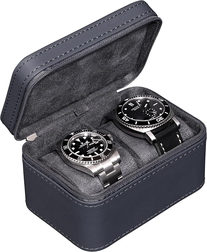 ROTHWELL 2 Watch Travel Case for Men | Compact PU Leather Protective Box by RothwellSanFrancisco
