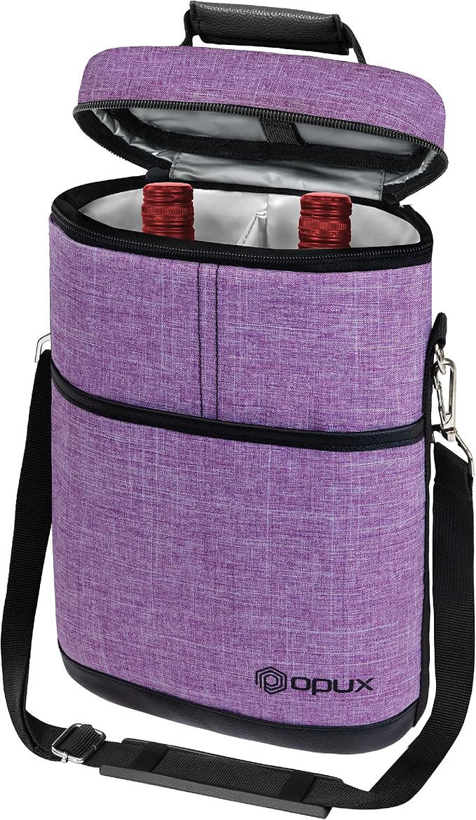 opux 2 Bottle Wine Carrier Tote, Insulated Leakproof Wine Cooler Bag, Wine by OPUX