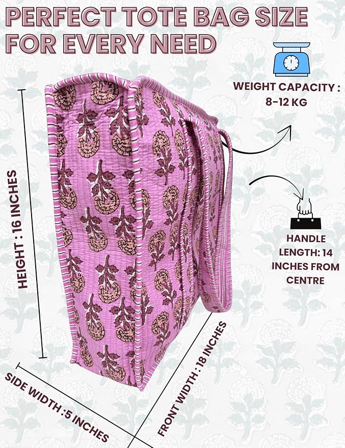 Cotton Quilted Tote Bag for Women – Large Beach & Travel Tote - Image 5