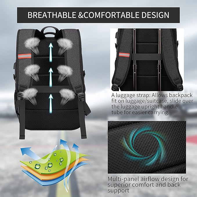 Backpack, 17.3in Durable Travel Laptop Backpack, College Backpack, RFID Anti - Image 5