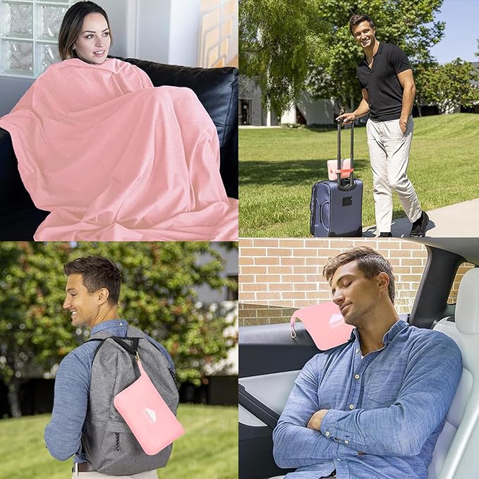 BlueHills Travel Blanket Pillow Compact Lightweight Pocket Size Airplane - Image 2