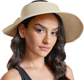 Joywant Womens Sun Visor Hats, Packable Wide Brim Ponytail Beach Hat Straw by Joywant