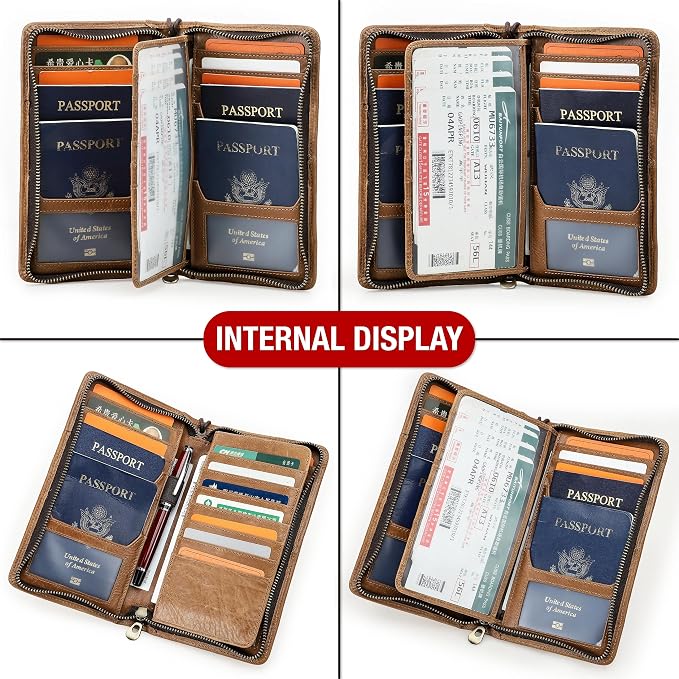 Top Grain Leather Travel Passport Wallet Holder - Image 6