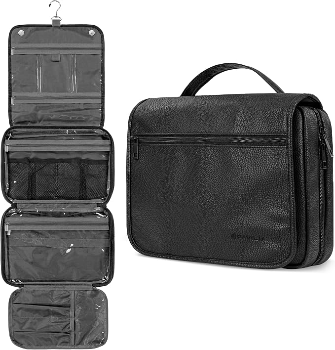 PAVILIA Hanging Toiletry Bag Women Men, Foldable Cosmetic Organizer Travel Bag by PAVILIA