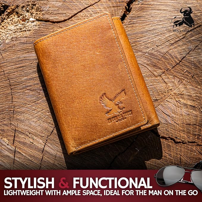 BULL GUARD Best Leather Men's RFID Trifold Wallet - Image 3