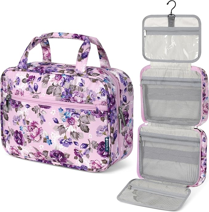 PAVILIA Hanging Toiletry Bag Travel Bag Women Men, Foldable Cosmetic Organizer by PAVILIA