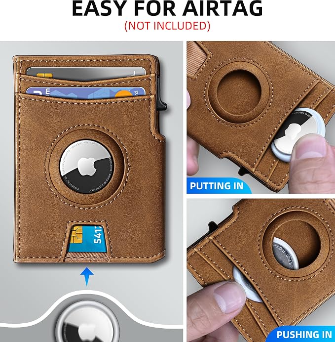 Airtag Wallet for Men, with Money Clip 10 Cards Metal Case Smart Slim Pop Up - Image 4