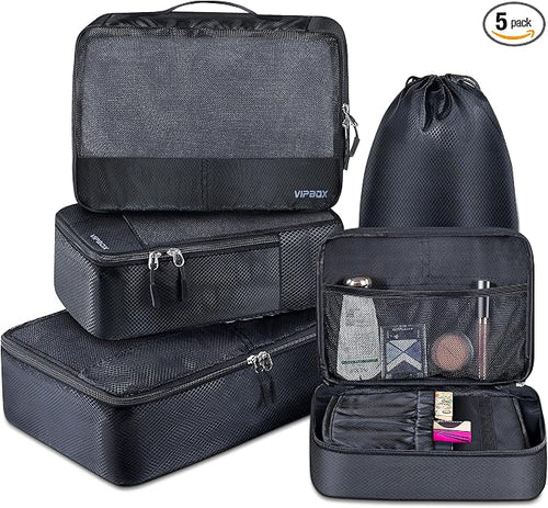 5 Set Packing Cubes Travel for Luggage Durable Suitcases Organizer Bags by VIPBOX
