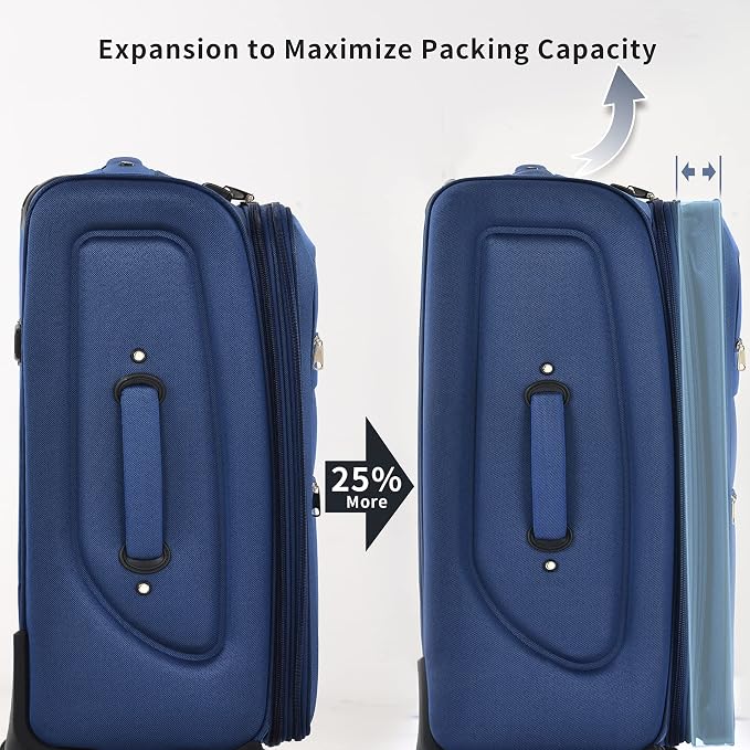 Merax Softside Luggage Set Softshell Lightweight 3 Piece Spinner Suitcase 22" - Image 3