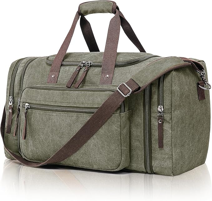 Canvas Expandable Duffle Bag for Men Traveling, Luggage Travel Bag Weekender by EKOROMIERHOME