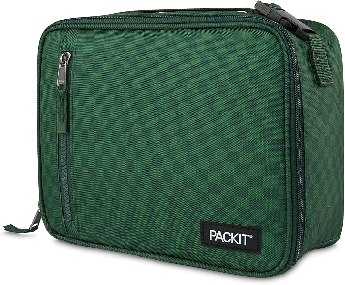 PackIt Freezable Classic Lunch Box, Checker Wave Olive, Built - Image 7