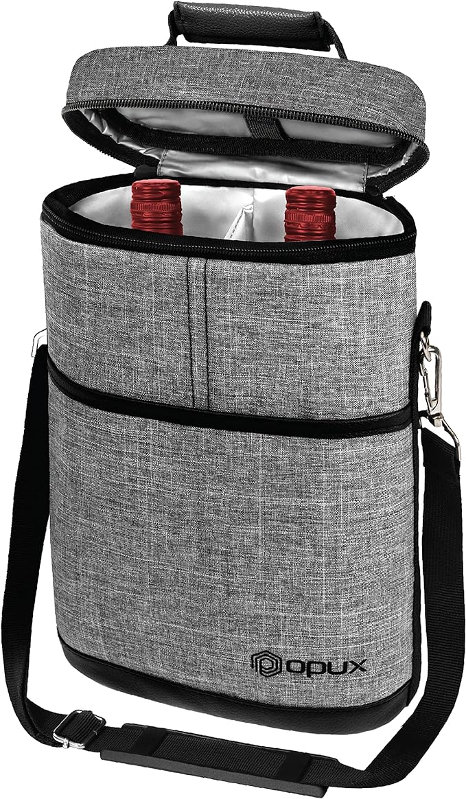 opux 2 Bottle Wine Carrier Tote, Insulated Leakproof Wine Cooler Bag, Wine by OPUX