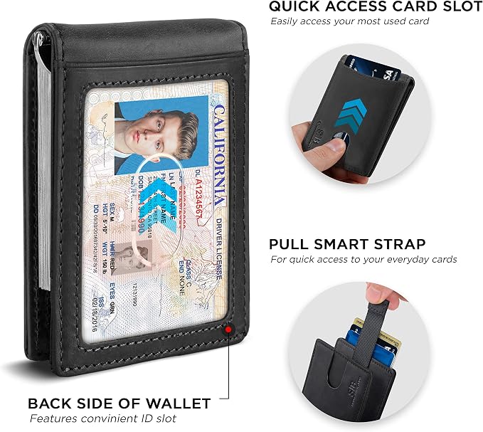 SERMAN BRANDS RFID Blocking Slim Bifold Genuine Leather Minimalist Front Pocket - Image 4