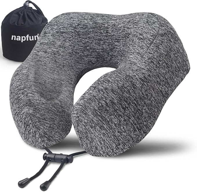 napfun Travel Pillow for Airplane, Premium Memory Foam Neck Pillow for Flight by NAPFUN