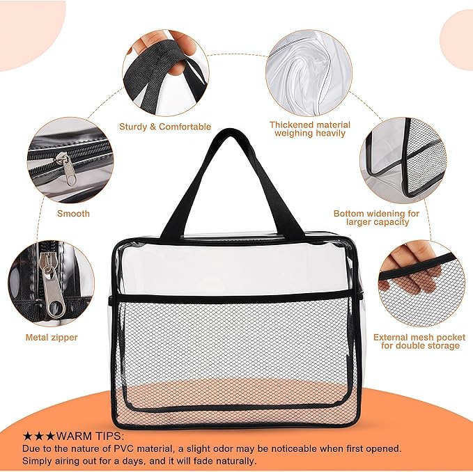 XEWEA Large Small Clear Travel Toiletry Bags - Image 3