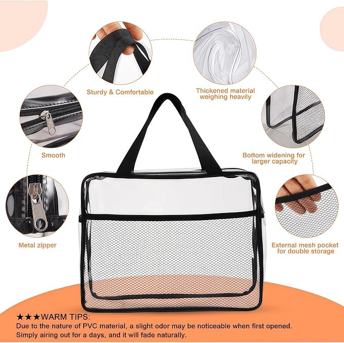 XEWEA 2PCS Large TSA Approved Clear Travel Toiletry Bags - Image 3