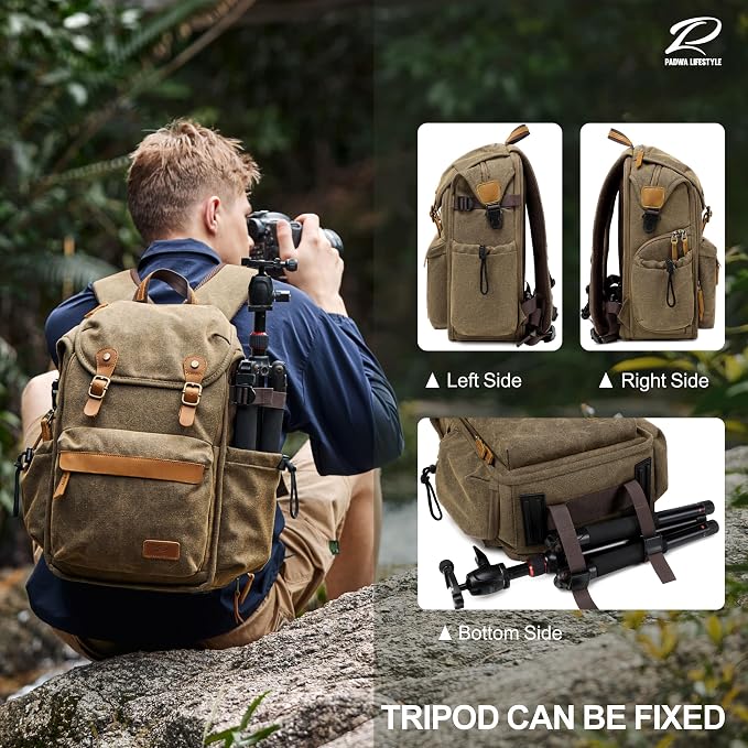 Padwa Lifestyle Khaki Camera Backpack - Image 8