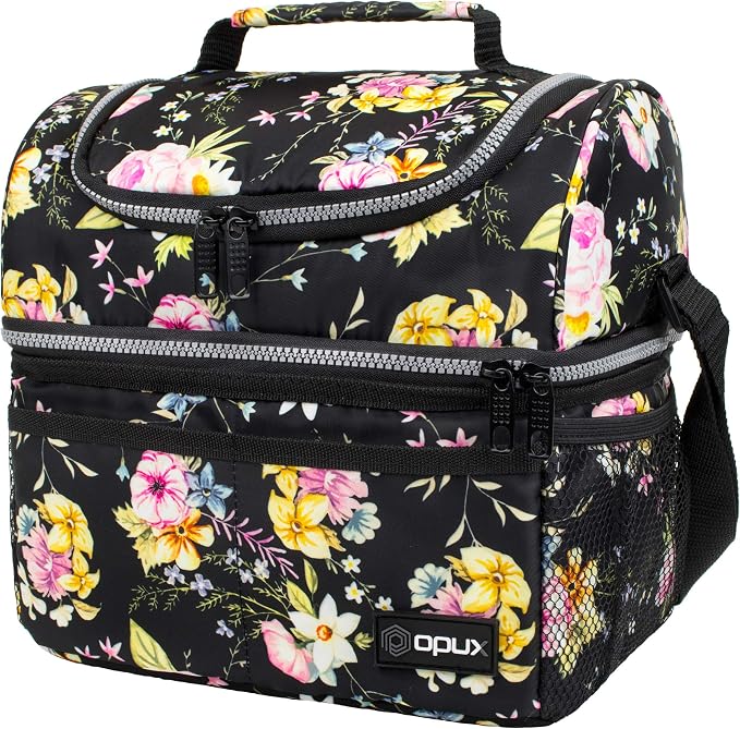 OPUX Lunch Box For Women, Insulated Large Lunch Bag Adult Work, Double Decker by OPUX
