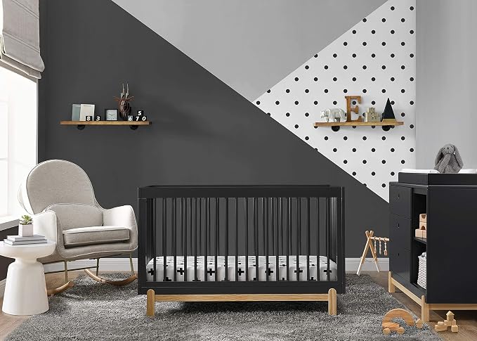Delta Children Poppy 4-in-1 Convertible Crib, Midnight Grey/Natural - Image 3