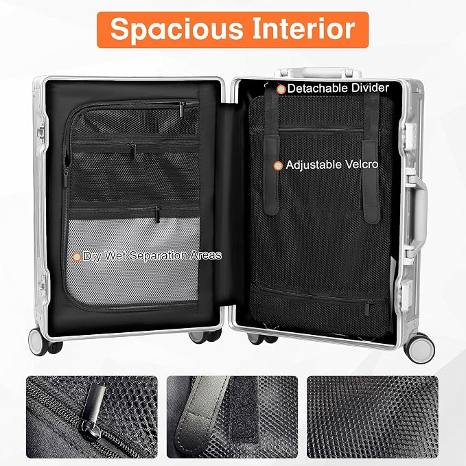 All Aluminum Carry On Luggage 22x14x9 Airline Approved，Hard Shell Carry On - Image 6