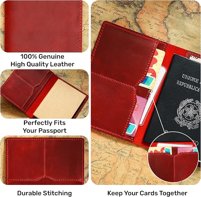 HIFA Leather Passport Holder, Handmade Passport Cover - Image 2
