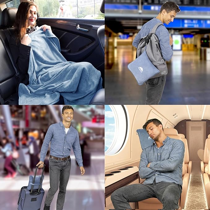 BlueHills Premium Soft Plush Travel Blanket Pillow - Image 2