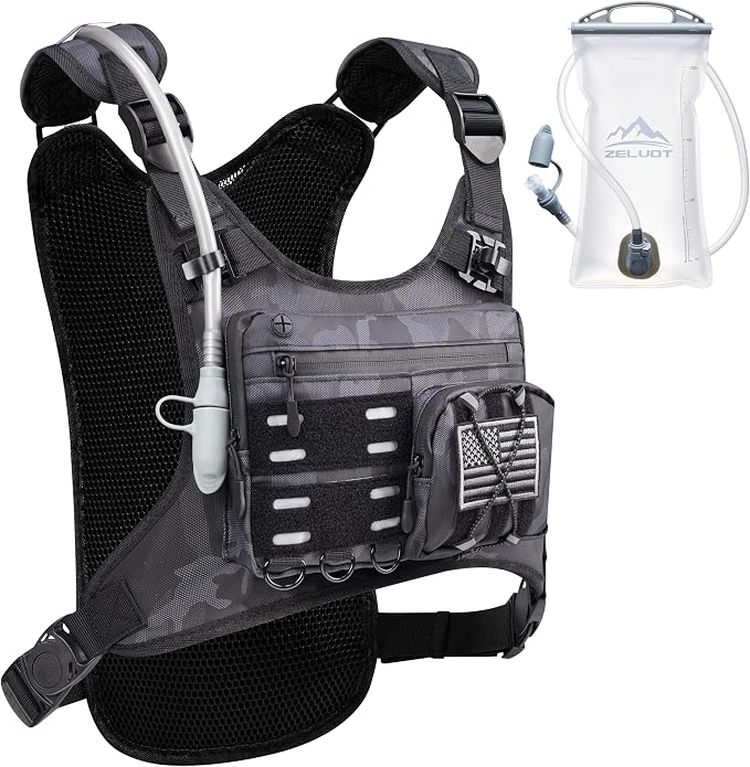 Running Vest with 2L Water Bladder, USA Original Patent, Lightweight Adjustable by Zelvot