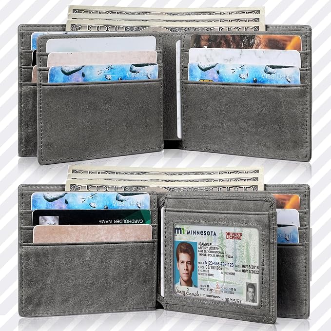 Mens Wallet Bifold Genuine Leather RFID Blocking Wallet - Image 8