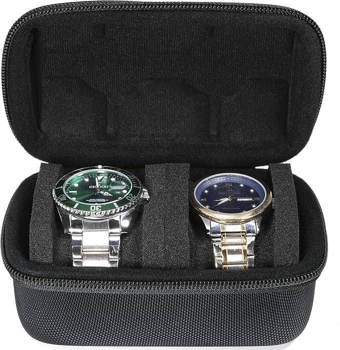 Hard Compact Watch Roll travel case, 2 Slots Portable holder and Organizer - Image 5